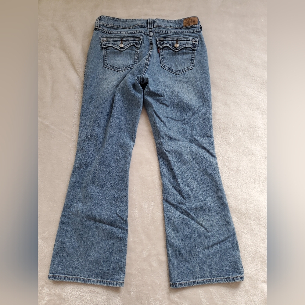 Levis 542 Flare Jeans Womens 16 W Blue Denim Flap Pocket - Picture 8 of 15